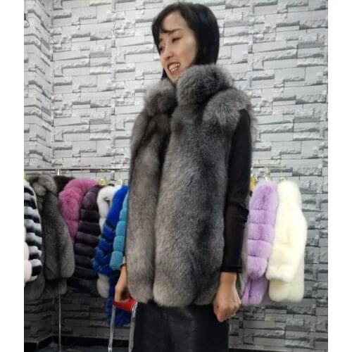 2019 autumn and winter fox fur whole skin silver fox vest stand collar womens outerwear coats waistcoat