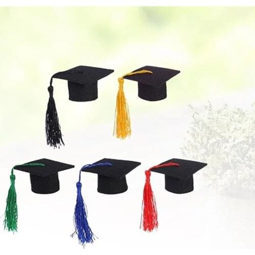 15 Pcs Creativite Wine Bottle Toppers Decorative Mini Bachelor Hat Tassel Cap For Wine Bottle Decor DIY Crafts Gift