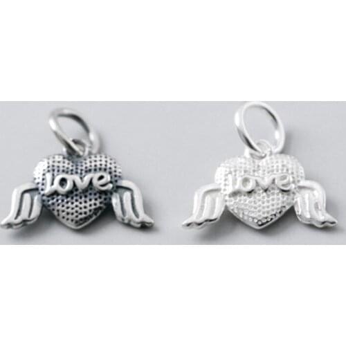 925 Sterling Silver Lovely Heart Angel Couple Fine Circle Charms Women Handmade Entire S925 Silver Pendant DIY Jewelry Findings