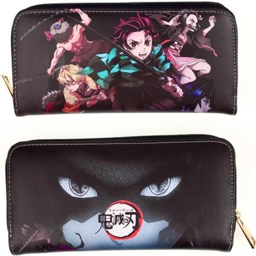 Anime Demon Slayer Kamado Tanjirou zip around wallets Cash Pocket Card Holder clutch Long wallet