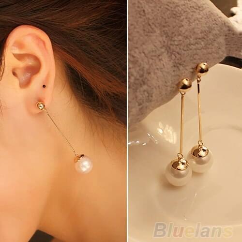 Bluelans A Pair Fashion Popular Long Pearl Earrings Pearl Earrings Fashion Jewelry