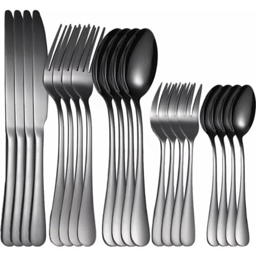 Black Tableware Sets Stainless Steel Cutlery Set Black Gold Forks Spoons Knifes Dinnerware Set Tableware 20Pcs Dropshipping