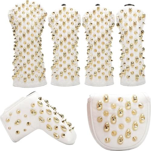 Golf Club #1 #3 #5 Golf Headcovers Skull Rivet Driver Fairway Woods putter cover PU Leather Head Covers Golf set Protector