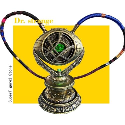 HCMYSH Doctor Stranger Eyes Of Agamotto 1:1 Led Light Painted Metal Necklace In Stock Main body plus base Cosplay Toys
