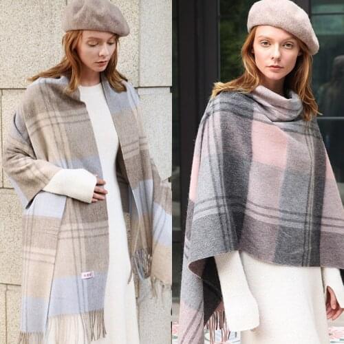 Plaid Shawls Wool Scarves Pashmina Fringed Thickened Warm Women and Mens Autumn Winter Travel Wrap Ladies Fashion Scarf