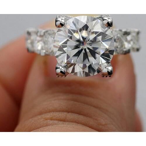 1CT Au750 18K White Gold DF Color 4Prong Round Brilliant Cut Moissanite Ring Fashion Engagement Ring Wedding Ring For Women