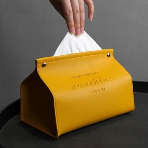 Leather Tissue Box Car Toilet Pumping Box Home Living Room Decoration Bedroom Kitchen Desktop Nordic Large Storage Box Holder