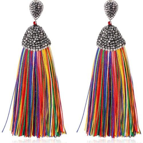 Ambrum Valentines Day Colorful Copper Black Cystal Earrings,Tasse Earrings Women Bohemian Jewelry Dropshipping