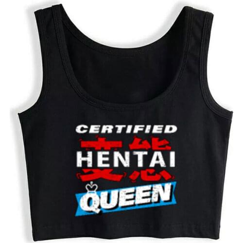 Crop Top Sport Hentai Ahegao Gift Ecchi Anime Design Cool Vintage Custom Tops Women