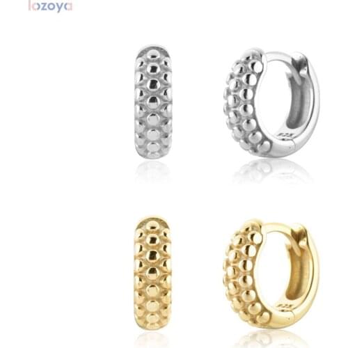 Lozoya 925 Sterling Silver Gold Piercing Pendiente Plain Beads Huggies Clips Thick Luxury Jewelry 2021 Wedding Jewelry Clips