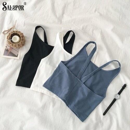 SALSPOR Causal Tank Top Solid Womens Tops Korean Version Summer Sleeveless Vest Prefer Fit All-Match Camisoles