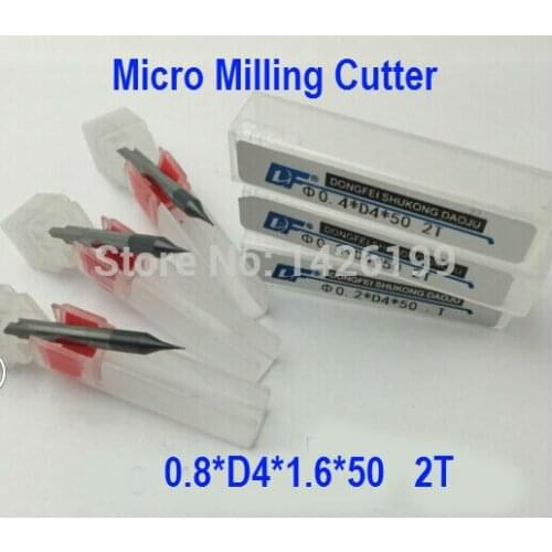 Micro Milling Cutter 2F-0.8mm, 0.8*D4*1.6*50mm, alloy milling cutter,CNC milling machine, CNC milling tools, Nc tool