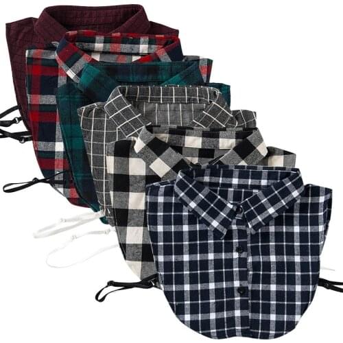 Fashion White Lapel Fake Collar for Women Korean Plaid Detachable Lapel Shirt False Collar Female Half Shirt Blouse Top