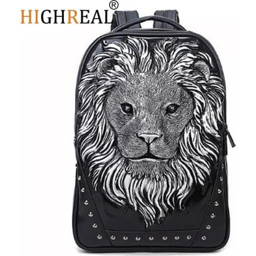 Fashion Backpack Women Backpacks Men Backpack Famale 3D Printing Lion Rivet Backpacks Women School Bags For Teenagers Travel Bag