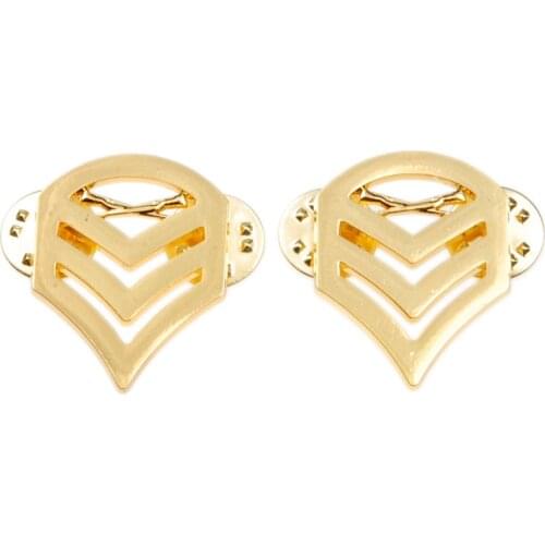 PAIR OF US USMC MARINE CORPS STAFF SERGEANT RANK METAL BADGE PIN GOLD