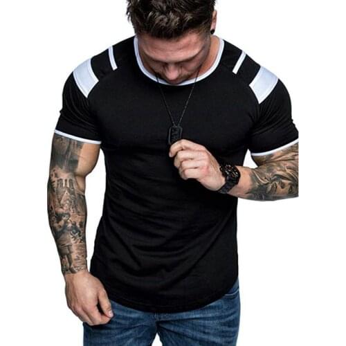 2020 summer splicing short sleeve Cotton t shirt Men Casual O-neck Hip Hop t-shirt Men Loose Slim fashion Tees Tops US Size 3XL