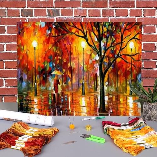 Melting Beauty Printed Water-Soluble Canvas 11CT Cross-Stitch Set Embroidery DMC Threads Craft Painting Needlework Decor