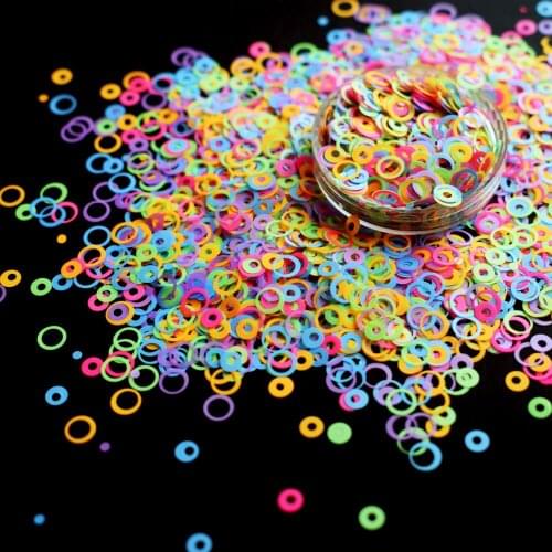 Neon Bright Matte Color Mix Nail Glitter Hollow Circel Ring Cup Star Pattern for DIY Decoration Gel Body Art Makeup Accessories
