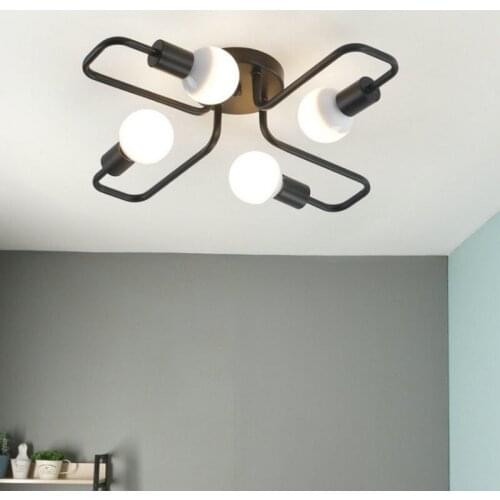 Nordic Black Iron Retro Vintage Elbow Multi-head LED Lamp Home Lighting Edison Bulb Hanging Metal Rod Kitchen E27 Ceiling Light
