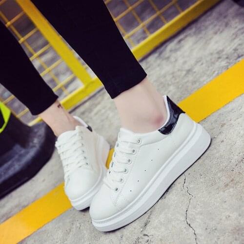New spring autumn womens flat high shoes female lace up students casual shoes small white girl shoes