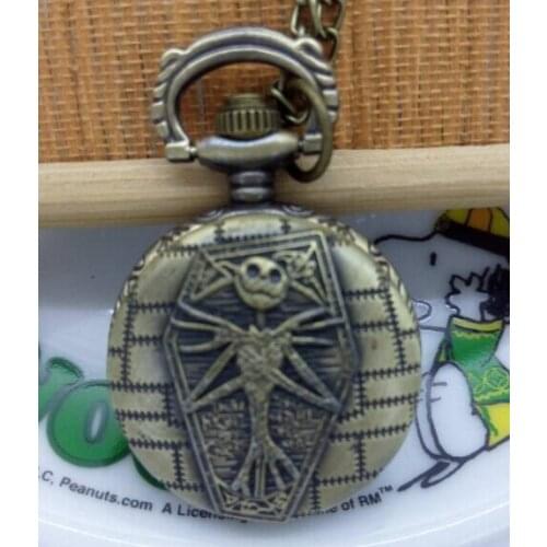 New style Tim Burtons The Nightmare Before Xmas pocket watch necklace women Men gift 10piece /lot
