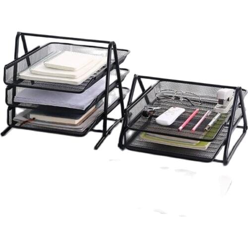 1 pcs A4 paper Organizer black Rack Document Letter File Tray Book Magazine Holder Metal Mesh Tray Rack Office Storage Holder