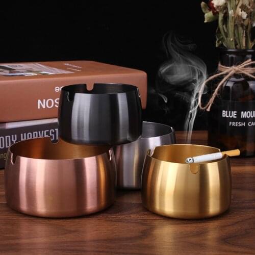 Windproof Ashtray For Patio Beautiful Tabletop Smoke Stainless Steel Ashtray For Home Office Unbreakable Durable Supplies Gifts