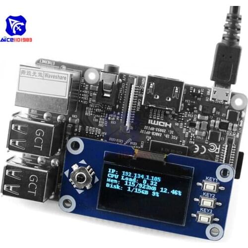 Diymore 1.3 inch OLED Display HAT SH1106 128x64 LCD Expansion Board 4-Wire/3-Wire/I2C Interface for Raspberry Pi 2B/3B/Zero/W