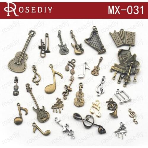 Random Mix 24 pieces from 27 Products Musical Instruments and Notes Alloy Charms Pendants for Sample(JM6516)