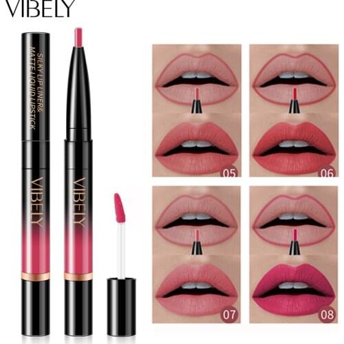 Professional Double head 2 In1 Matte Lip Liner Pencil Functional tint Make up Waterproof Lasting Lipliner Pen Cosmetic
