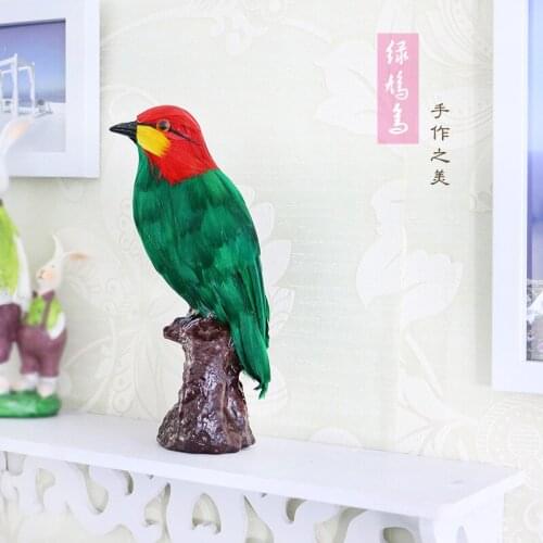 Realistic Bird Artificial Green Pigeon Turtledove Lifelike Animal Figurines Statues Home Shelf Garden Decoraiton Gift Ornaments