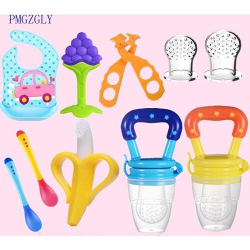 Baby eat fruit Pacifier baby bite music toys molar vegetable supplementary food device non push silicone mesh bag Teether