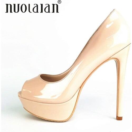 Women Pumps 14CM Heels Brand Shoes Women Platform High Heels Pumps Peep Toe Dress Wedding Shoes High Heels
