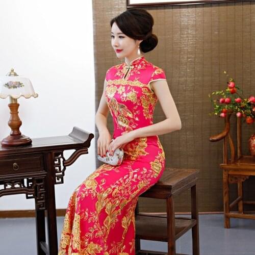 Evening Dress large size Qipao Vintage Chinese Style Wedding Dress Retro Long Gown Marriage Cheongsam Party Clothe Qipao dress