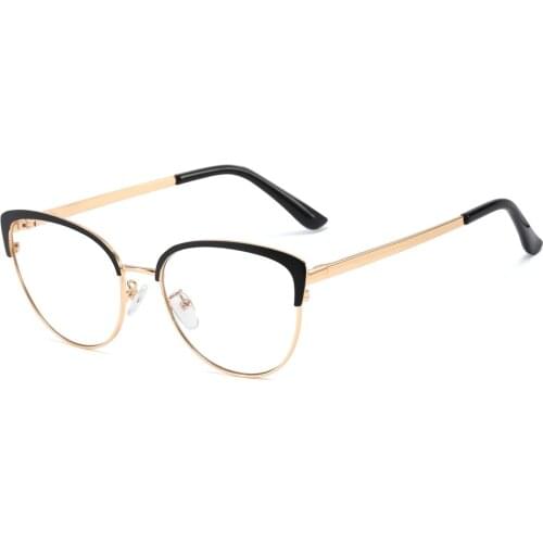 Veshion Metal Gold Cat Eye Glasses Female Anti Blue Light Computer Optical Glasses Frame Women Fashion Accessories Clear Lens