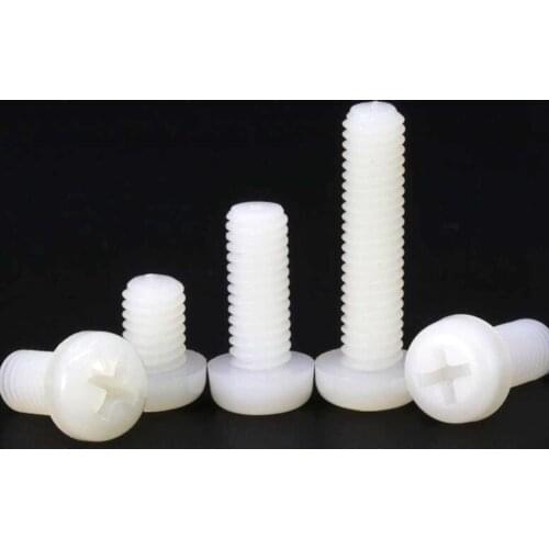 20pcs M6*1.0 8/10/12/15/20/25/30/35/40/45/50mm Full Nylon Phillips Cross Pan Head Machine Screws