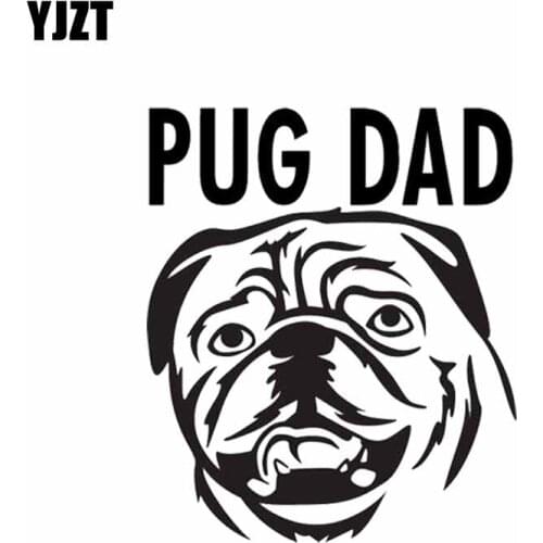 YJZT 12CM*14.2CM Pug Dad Dog Pet Puppy Truck Car Bumper Window Sticker Decal Black/Silver C2-3291