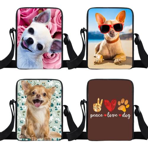 Lovely Dog Chihuahua Print Crossbody Bags Women Handbags Ladies Shoulder Bags Girls Mini Messenger Bag Small Portable Bag Travel