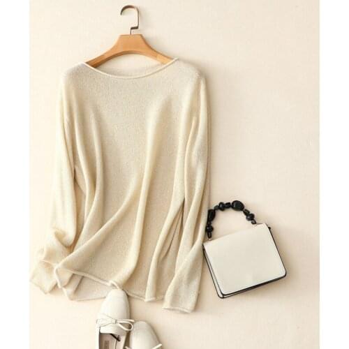 Spring autumn new womens soft basic sweater solid color fashion casual female 100% pure cashmere pullover