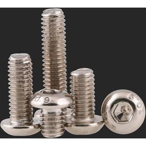 10pcs M8 10.9 grade high strength nickel plating Semicircular head socket heads cap screws Round cup bolt 12mm-50mm Length