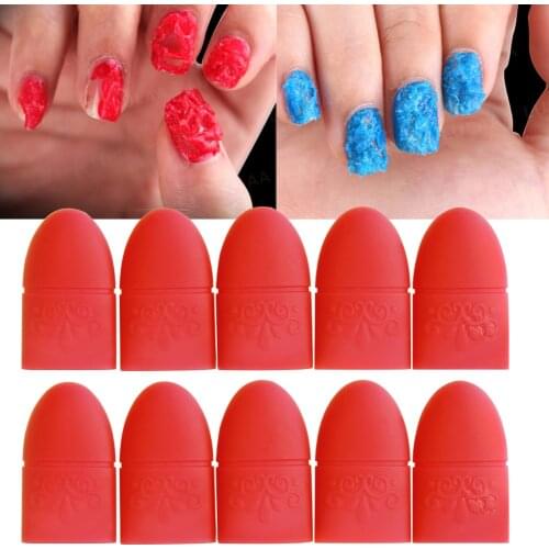 Comfortable Nail Art Polish Remover Fingernails 10pcs Silicone Manicure Tips UV Gel Cleaning Wrap Cover Nail remover Cap