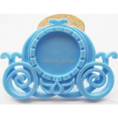 100pcs Blue Flatback Resin Carriage Charm Finding, Base Setting Tray, for 25mm Cabochon/Cameo