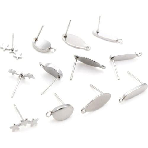 20pcs/Lot 316L Stainless Steel Geometric Polygonal Earring Stud Earring Posts Connector For DIY Earring Jewelry Making Supplies