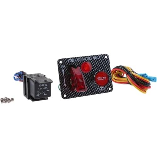 3 in 1 12V Racing Ignition Switch Panel + Red LED Toggle Engine Start Button