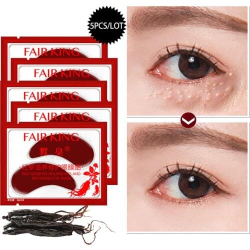5Pairs/Lot Red Ginseng Eye Mask Nourishing Collagen Eye Patches Dark Circles Remove Anti-Aging Moisturizing For Eyes Skin Care