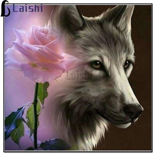 5D Diy Diamond Painting Cross Stitch Diamond Embroidery Square Round Wolf Rose Cross Stitch animal Kits Flowers Decorations