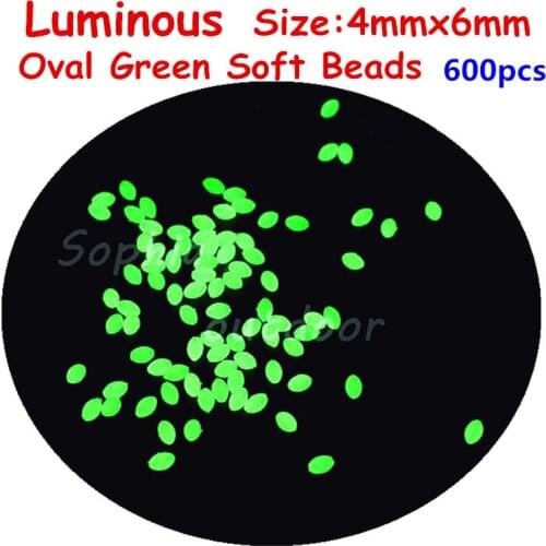 600pcs 4*6mm Oval Glow Soft Fishing Beads LUMO Luminous egg shape beads - Green color Premium Quality