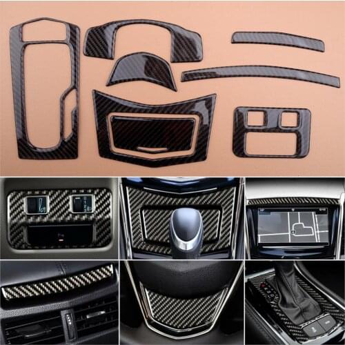 8Pcs Carbon Fiber Interior Cover Trim Decoration Fit for Cadillac ATS 2013 2014-2019