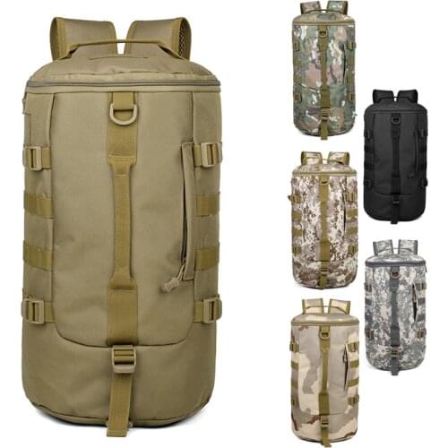 Army fans outdoor camping climbing travel military tactical backpack large capacity nylon waterproof handbag drum shoulder bag