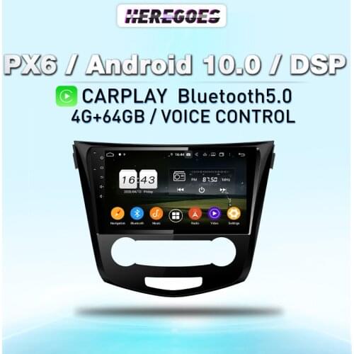 Carplay PX6 Android 10.0 Car Radio Multimedia Video Player For Nissan Qashqai 2 J11 X-Trail xtrail X Trail 3 T32 2013 - 2017 GPS